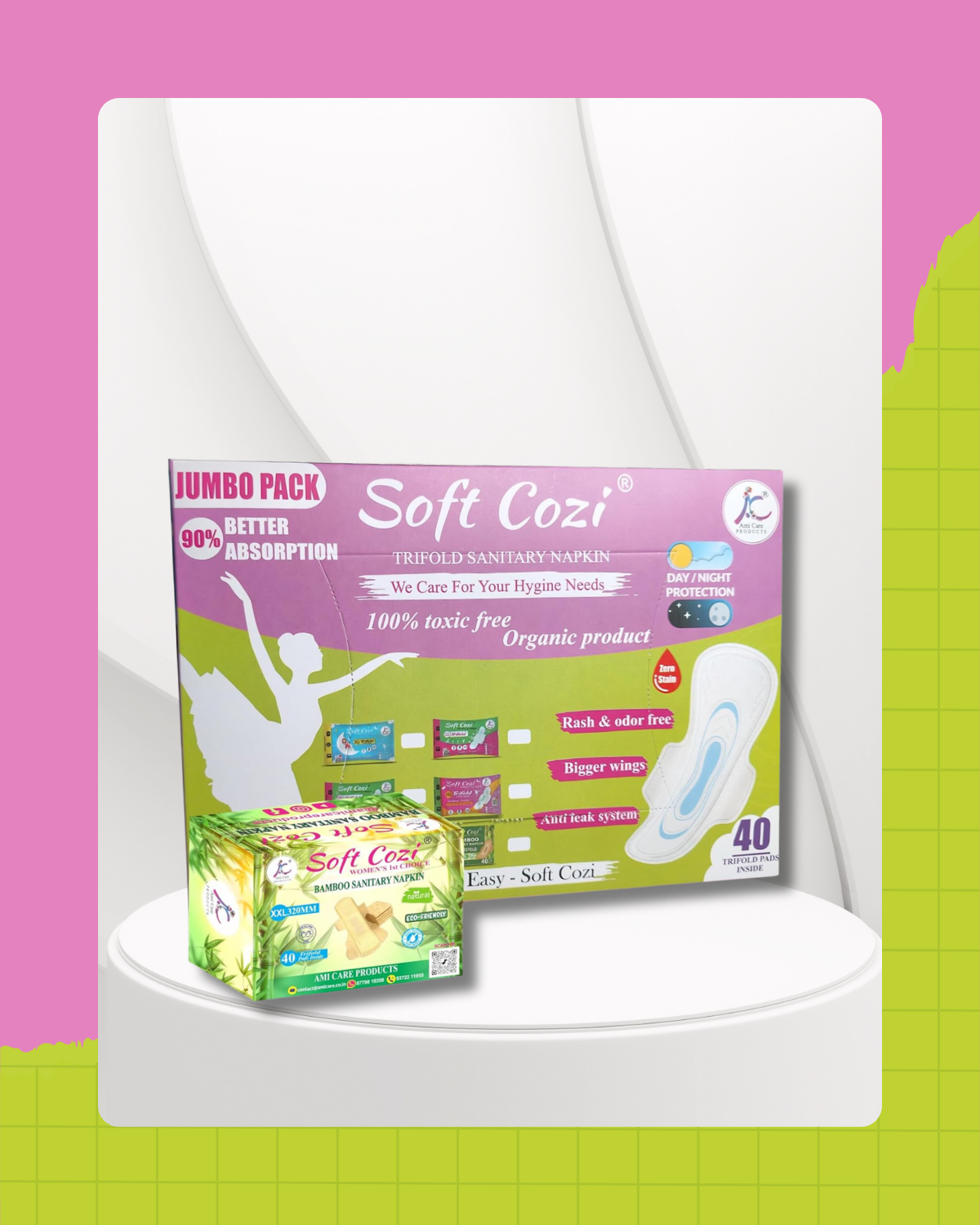 Bamboo Cotton Topsheet Anion Chip Sanitary Napkin (Big Box 40Pcs)