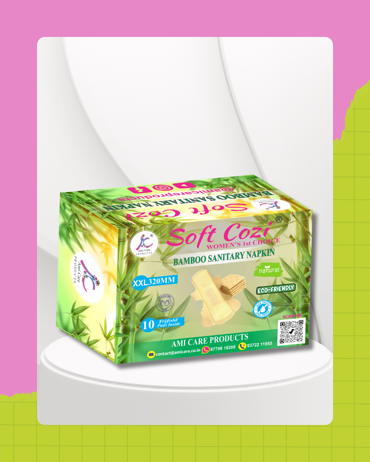 Bamboo Cotton Topsheet Anion Chip Sanitary Napkin (XXL - 320mm)