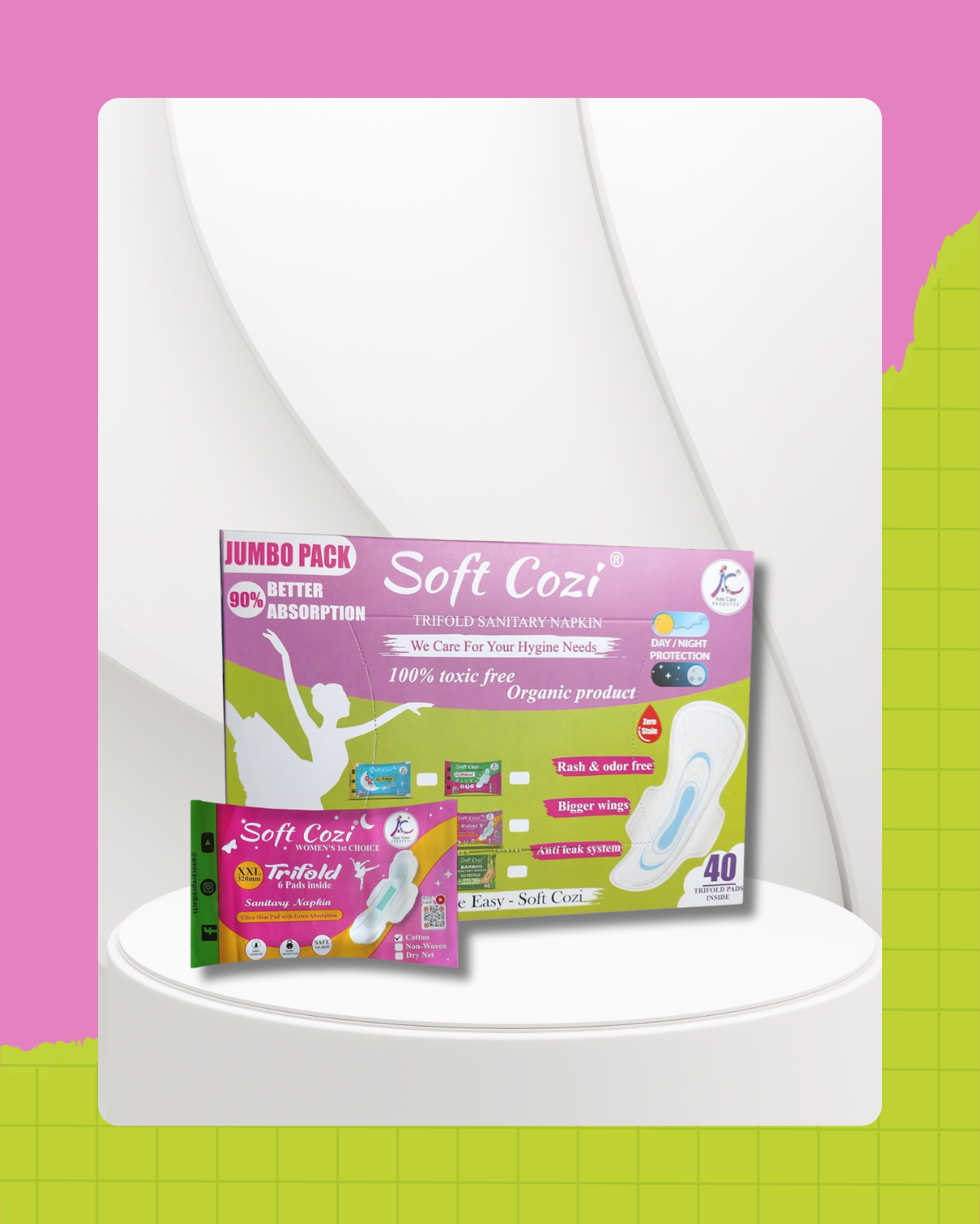 Cotton Topsheet Sanitary Napkin (Big Box 40Pcs)