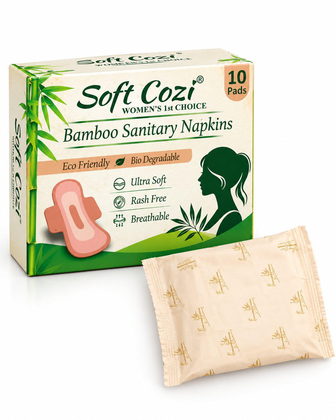 Bamboo Cotton Topsheet Anion Chip Sanitary Napkin (XXL - 320mm) 10 pads inside