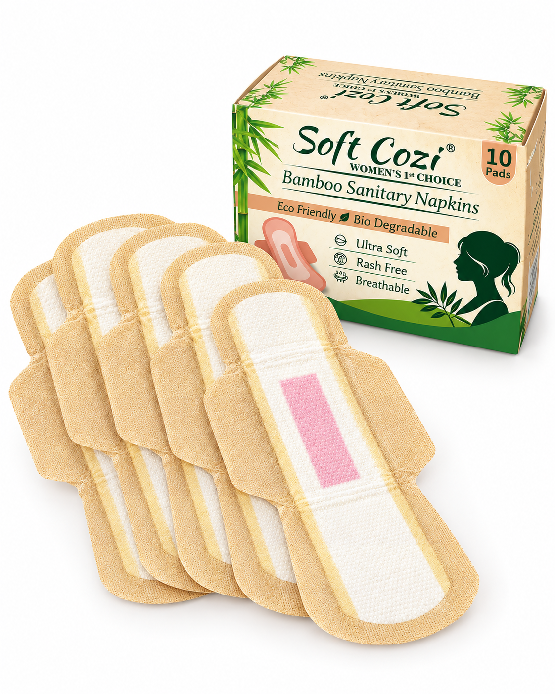 Bamboo Cotton Topsheet Anion Chip Sanitary Napkin (XXL - 320mm) 10 pads inside