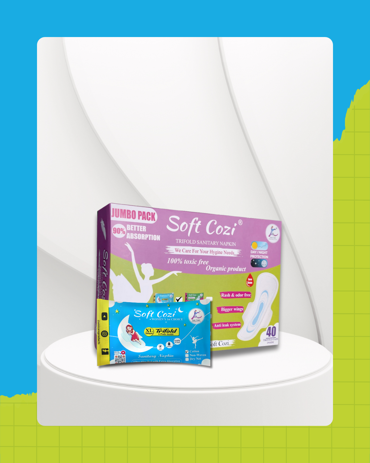 Cotton Top sheet Anion Chip Sanitary napkin  (XL 280mm 40 pcs)