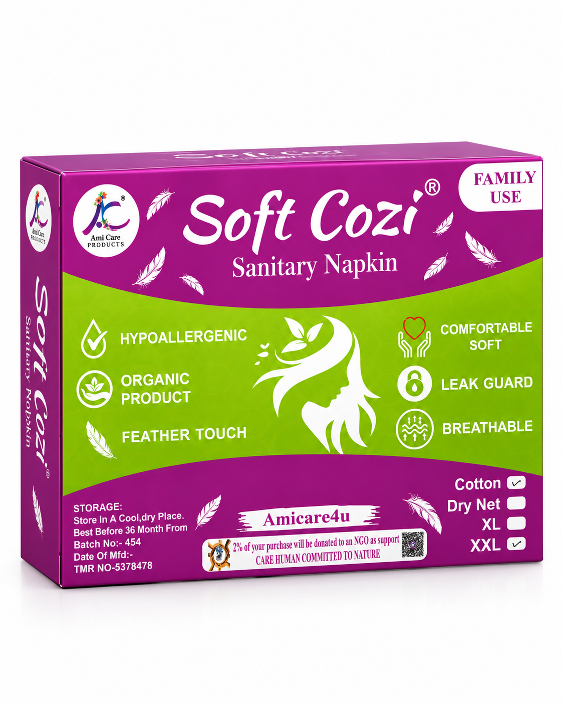 SOFT COZI ANION CHIP SANITARY NAPKIN - TRIFOLD (40 PADS)