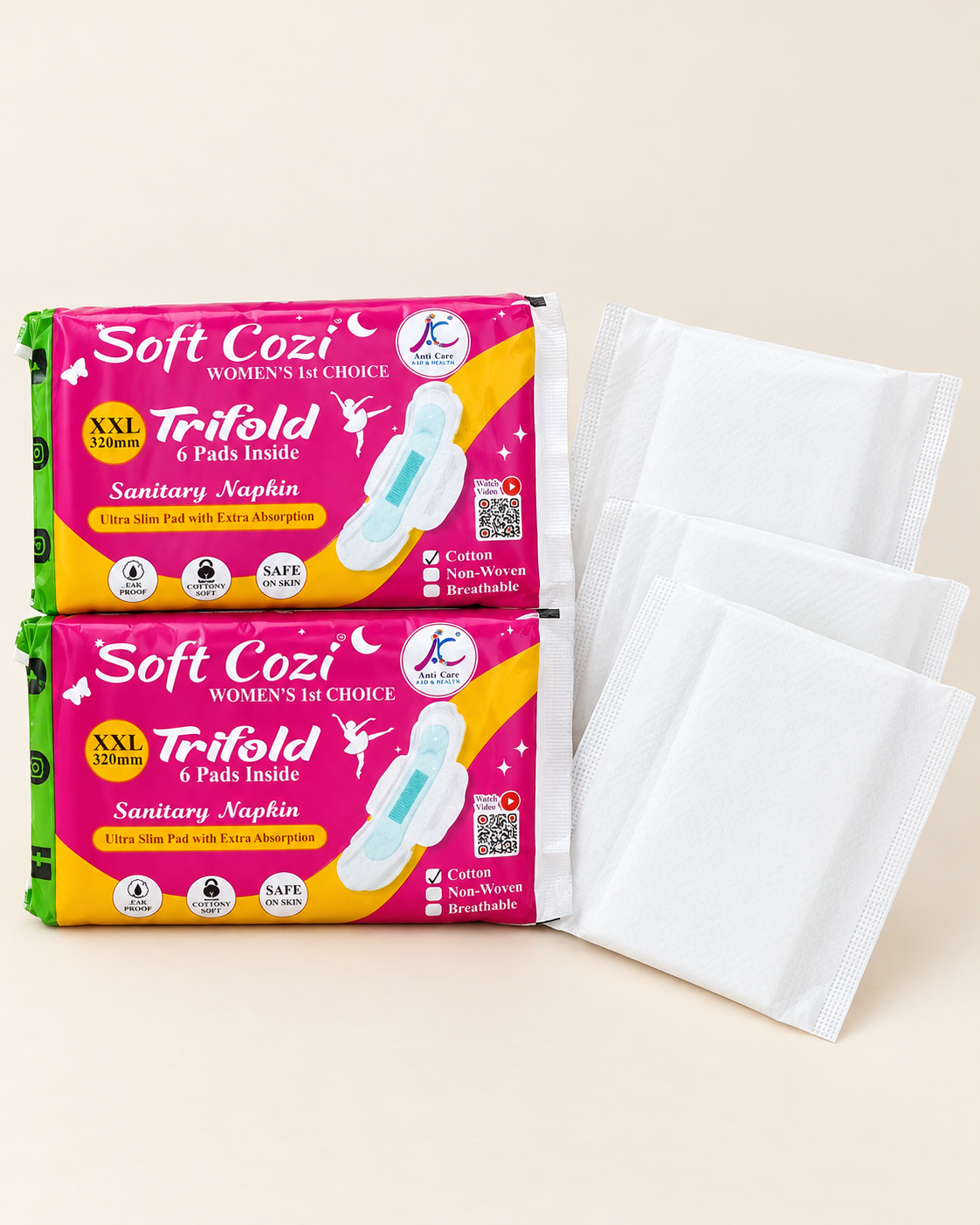 Cotton Top sheet Anion Chip Sanitary napkin  (XXL - 320mm 6 pads)