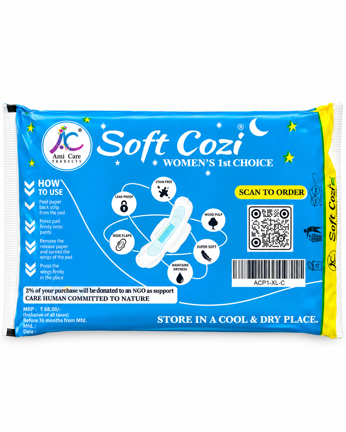 Cotton Top sheet Anion Chip Sanitary napkin  (XL 280mm) 6 Pads Inside