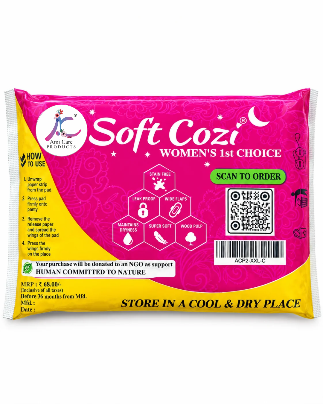 Cotton Top sheet Anion Chip Sanitary napkin  (XXL - 320mm 6 pads)