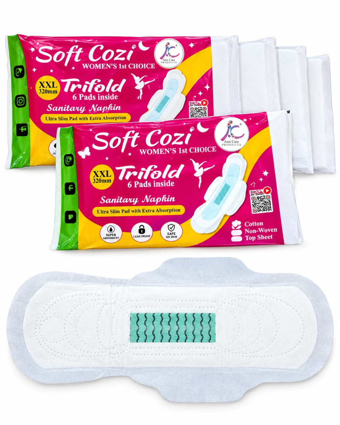 Cotton Top sheet Anion Chip Sanitary napkin  (XXL - 320mm 6 pads)